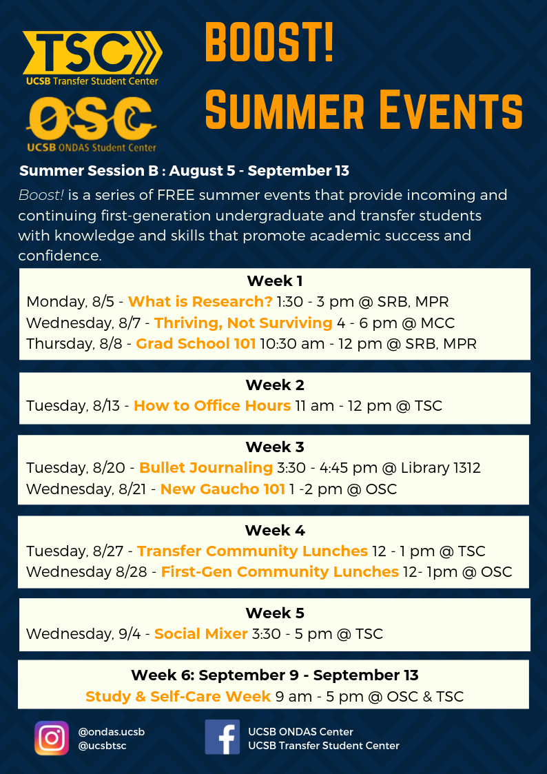 Summer Programs Transfer Student Center UC Santa Barbara